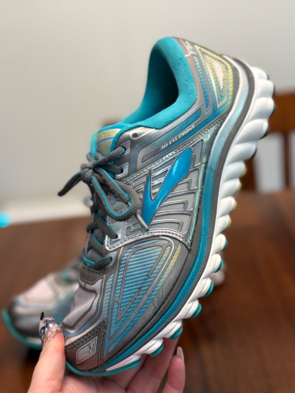 Brooks Glycerin 13 Women’s Running Shoes Size 9B - Silver Grey / Teal / Lime 426